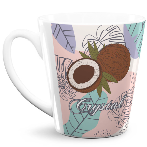 Custom Coconut and Leaves 12 Oz Latte Mug (Personalized)