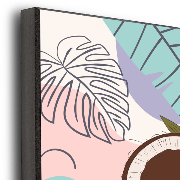 Coconut and Leaves 12x12 Wood Print - Closeup