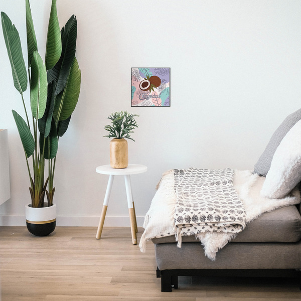Coconut and Leaves 12x12 Wood Print - In Context