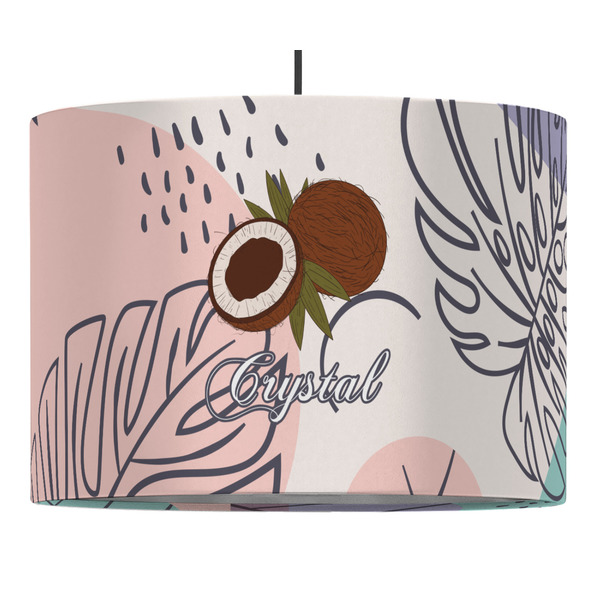 Custom Coconut and Leaves 16" Drum Pendant Lamp - Fabric (Personalized)