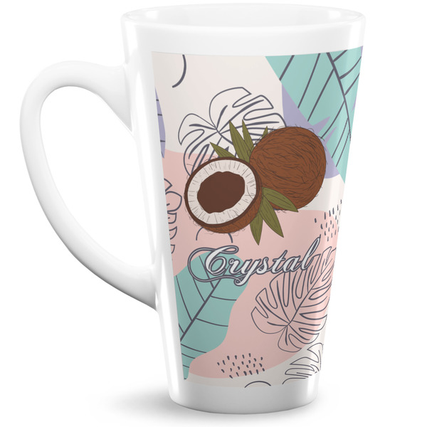 Custom Coconut and Leaves Latte Mug (Personalized)