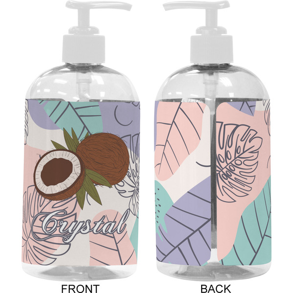 Coconut and Leaves 16 oz Plastic Liquid Dispenser- Approval- White
