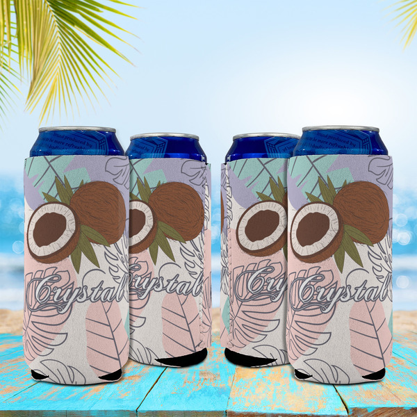 Coconut and Leaves 16oz Can Sleeve - Set of 4 - LIFESTYLE