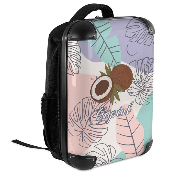 Coconut and Leaves 18" Hard Shell Backpacks - ANGLED VIEW