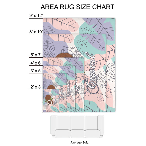 Coconut and Leaves 2'x3' Indoor Area Rugs - Size Chart