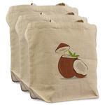 Coconut and Leaves Reusable Cotton Grocery Bags - Set of 3