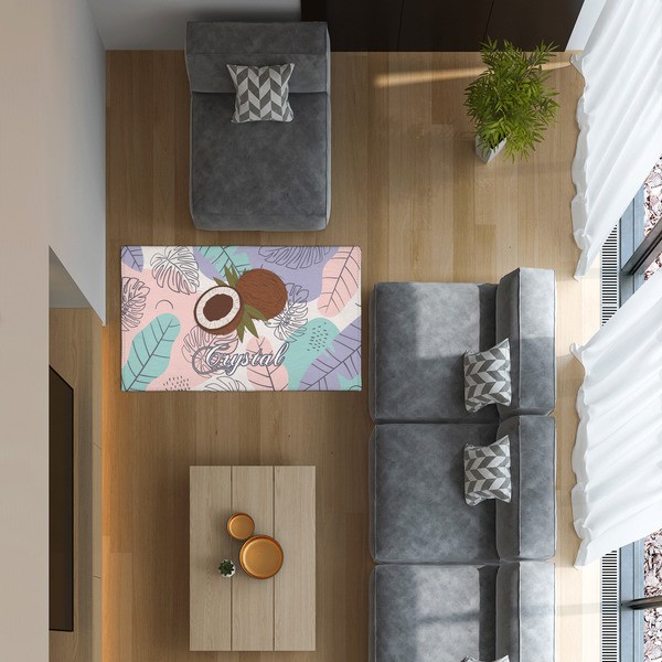 Coconut and Leaves 3'x5' Indoor Area Rugs - IN CONTEXT