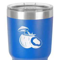 Coconut and Leaves 30 oz Stainless Steel Tumbler - Royal Blue - Double-Sided (Personalized)