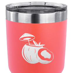 Coconut and Leaves 30 oz Stainless Steel Tumbler - Coral - Single Sided