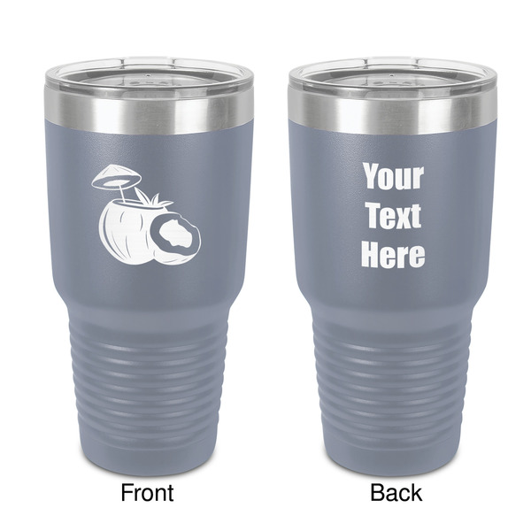 Custom Coconut and Leaves 30 oz Stainless Steel Tumbler - Grey - Double-Sided (Personalized)