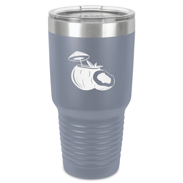 Custom Coconut and Leaves 30 oz Stainless Steel Tumbler - Grey - Single-Sided