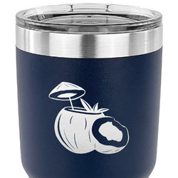 Coconut and Leaves 30 oz Stainless Steel Tumbler - Navy - Single Sided