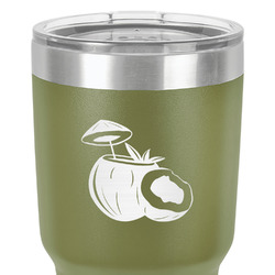 Coconut and Leaves 30 oz Stainless Steel Tumbler - Olive - Single-Sided