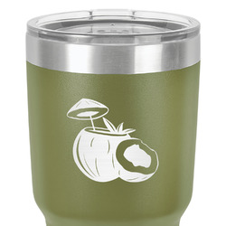 Coconut and Leaves 30 oz Stainless Steel Tumbler - Olive - Double-Sided (Personalized)