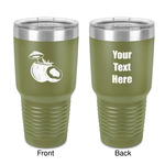 Coconut and Leaves 30 oz Stainless Steel Tumbler - Olive - Double-Sided (Personalized)