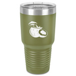 Coconut and Leaves 30 oz Stainless Steel Tumbler - Olive - Single-Sided