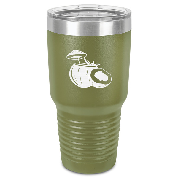 Custom Coconut and Leaves 30 oz Stainless Steel Tumbler - Olive - Single-Sided