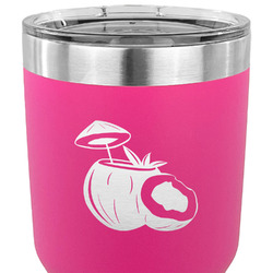 Coconut and Leaves 30 oz Stainless Steel Tumbler - Pink - Double Sided (Personalized)