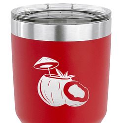 Coconut and Leaves 30 oz Stainless Steel Tumbler - Red - Single Sided