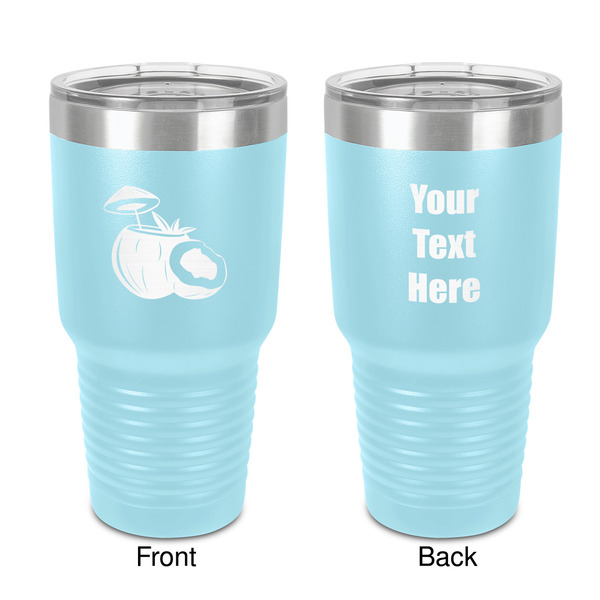 Custom Coconut and Leaves 30 oz Stainless Steel Tumbler - Teal - Double-Sided (Personalized)