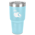 Coconut and Leaves 30 oz Stainless Steel Tumbler - Teal - Single-Sided
