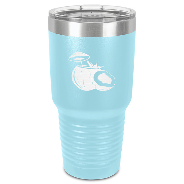 Custom Coconut and Leaves 30 oz Stainless Steel Tumbler - Teal - Single-Sided