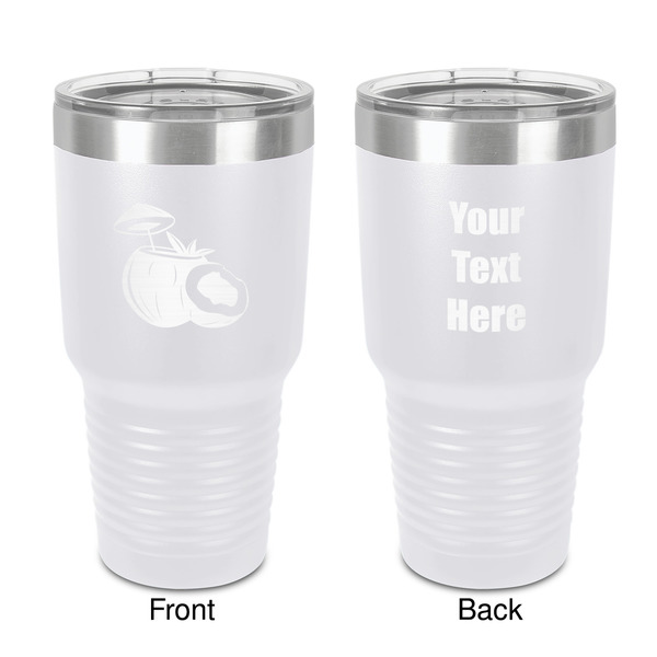 Custom Coconut and Leaves 30 oz Stainless Steel Tumbler - White - Double-Sided (Personalized)