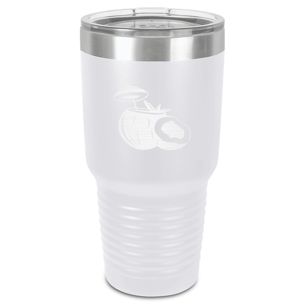 Custom Coconut and Leaves 30 oz Stainless Steel Tumbler - White - Single-Sided