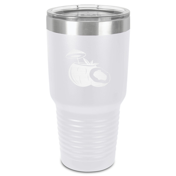 Coconut and Leaves 30 oz Stainless Steel Ringneck Tumbler - White - Front