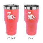 Coconut and Leaves 30 oz Stainless Steel Tumbler - Coral - Double Sided (Personalized)