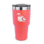 Coconut and Leaves 30 oz Stainless Steel Tumbler - Coral - Single Sided