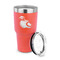 Coconut and Leaves 30 oz Stainless Steel Ringneck Tumblers - Coral - LID OFF