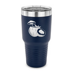 Coconut and Leaves 30 oz Stainless Steel Tumbler - Navy - Single Sided