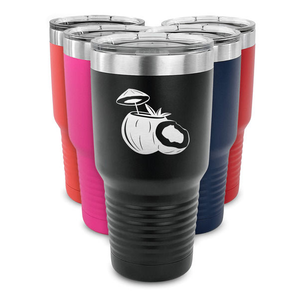 Coconut and Leaves 30 oz Stainless Steel Ringneck Tumblers - Parent/Main