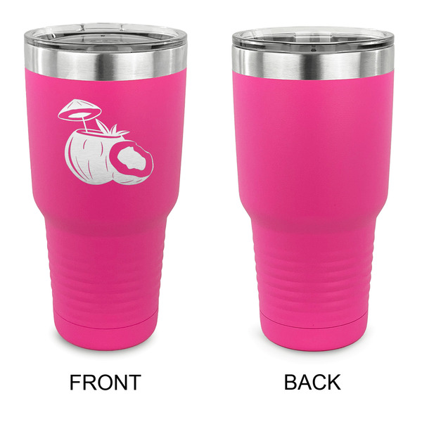 Coconut and Leaves 30 oz Stainless Steel Ringneck Tumblers - Pink - Single Sided - APPROVAL