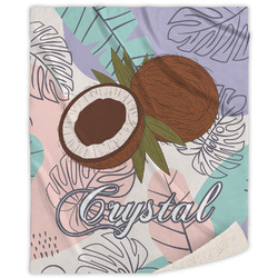 Coconut and Leaves Sherpa Throw Blanket (Personalized)