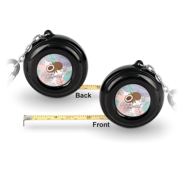 Coconut and Leaves 6-Ft Pocket Tape Measure with Carabiner Hook - Front and Back