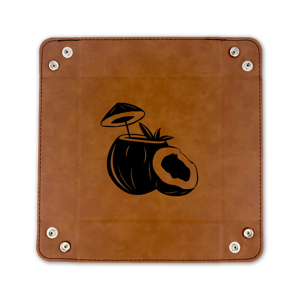 Coconut and Leaves 6" x 6" Leatherette Snap Up Tray - FLAT FRONT