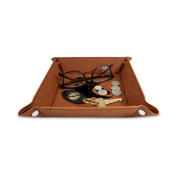 Coconut and Leaves 6" x 6" Leatherette Snap Up Tray - STYLED