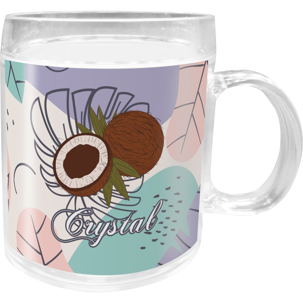 Custom Coconut and Leaves Acrylic Kids Mug (Personalized)