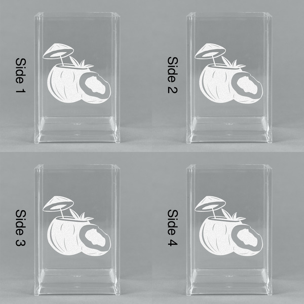 Coconut and Leaves Acrylic Pen Holder - All Sides