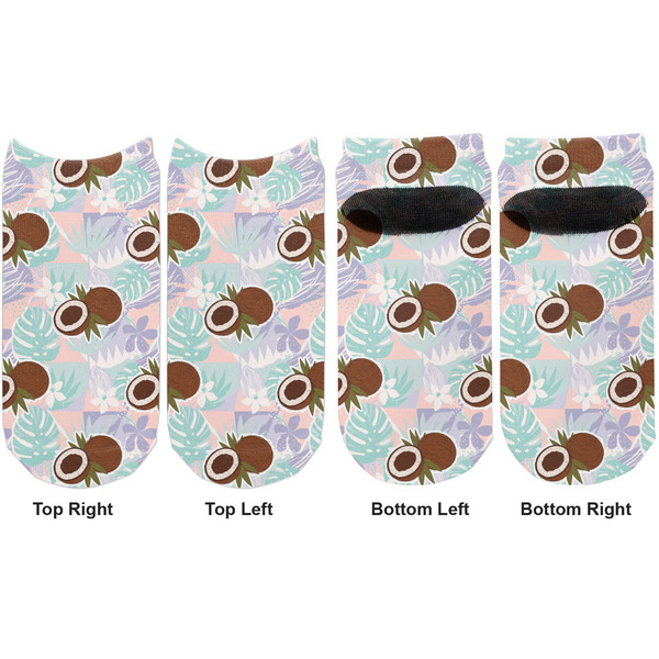 Coconut and Leaves Adult Ankle Socks - Double Pair - Front and Back - Apvl