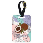 Coconut and Leaves Metal Luggage Tag w/ Name or Text
