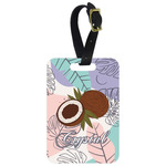 Coconut and Leaves Metal Luggage Tag w/ Name or Text