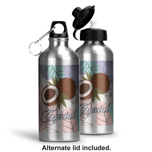 Coconut and Leaves Aluminum Water Bottle - Alternate lid options