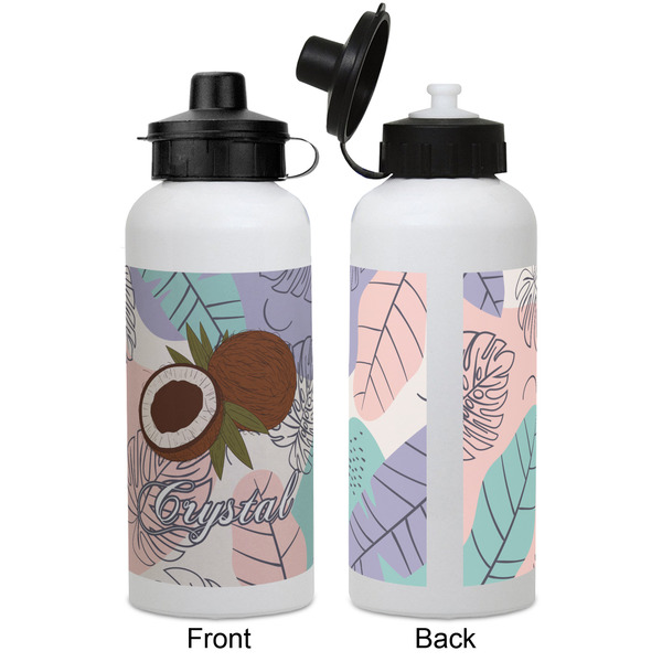 Coconut and Leaves Aluminum Water Bottle - White APPROVAL