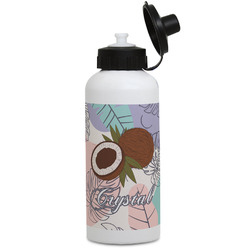 Coconut and Leaves Water Bottles - Aluminum - 20 oz - White (Personalized)