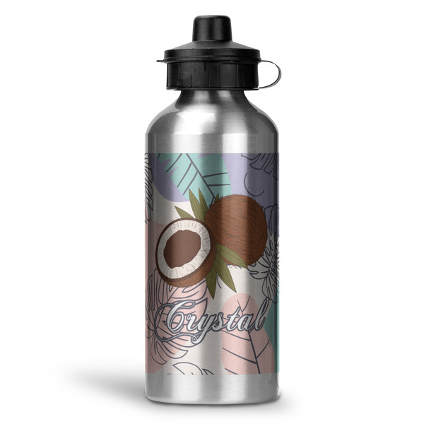 Custom Coconut and Leaves Water Bottle - Aluminum - 20 oz (Personalized)