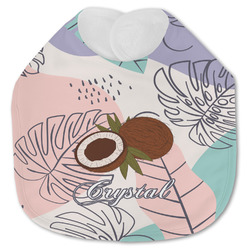 Coconut and Leaves Jersey Knit Baby Bib w/ Name or Text