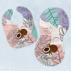 Coconut and Leaves Baby Bib & Burp Set w/ Name or Text